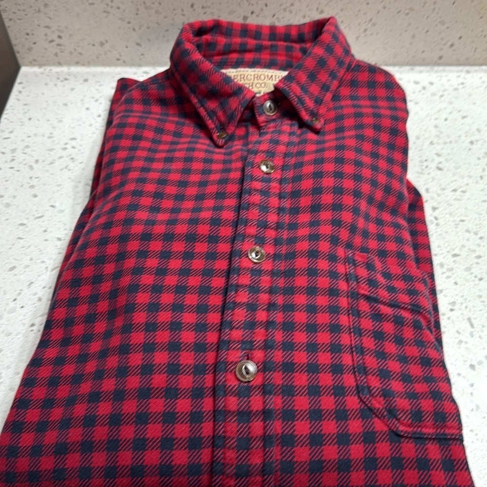 Abercrombie &‎ Fitch VTG Flannel mini buffalo check Red/blue Men’s SZ L Classic